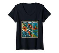 Femme Start Roll Finish Kayak Cross T-Shirt avec Col en V
