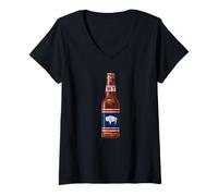 Femme State Flag of Wyoming Flag Beer Bottle Drinking Tee - WY T-Shirt avec Col en V