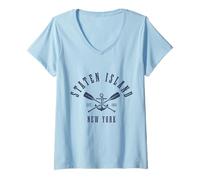 Femme Staten Island, New York, New York, New York, Pride Maritime Nautical T-Shirt avec Col en V