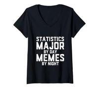 Femme Statistiques Major by Day Memes by Night Étudiant en Science des données T-Shirt avec Col en V