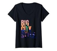 Femme Statue de la Liberté de New York T-Shirt avec Col en V