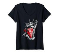 Femme Statue de la liberté, New York, USA, Bandana, Freedom Design T-Shirt avec Col en V