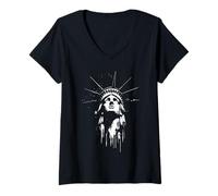 Femme Statue de la liberté, New York, USA, Gotham, amérique design T-Shirt avec Col en V