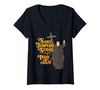 Femme Statue de Saint Junipero Serra - Saint Patron catholique - Saint Vocations CA T-Shirt avec Col en V