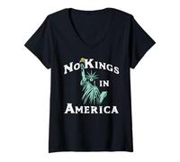 Femme Statue No Kings in America Liberty Resist pour Femmes, Hommes, Enfants T-Shirt avec Col en V