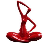 Femme Statuette Decoration Sculpture Design Moderne,Yoga Fille Sculpture Abstraite Ornements Personnage Figure Résine Statue pour Accueil Décoration Accessoires Cadeaux Artisanat,Red c,Shiny
