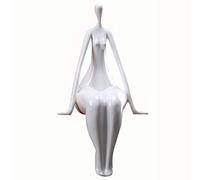 Femme Statuette Decoration Sculpture Design Moderne,Yoga Fille Sculpture Abstraite Ornements Personnage Figure Résine Statue Pour Accueil Décoration Accessoires Cadeaux Artisanat,White a,shiny