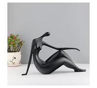 Femme Statuette Decoration Sculpture Design Moderne,Yoga Fille Sculpture Abstraite Ornements Personnage Figure Résine Statue Pour Accueil Décoration Accessoires Cadeaux Artisanat,Black b,Matte