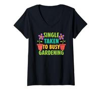 Femme Statut de la relation de jardinage à prise unique Femmes jardinières T-Shirt avec Col en V
