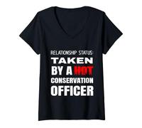 Femme Statut de la Relation : Prise par Un Agent de Conservation Chaud T-Shirt avec Col en V