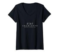 Femme Stay Charlotte, Souvenir des coordonnées de la Caroline du Nord T-Shirt avec Col en V