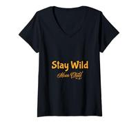 Femme Stay Wild Moon Design rétro bohème pour Enfant T-Shirt avec Col en V