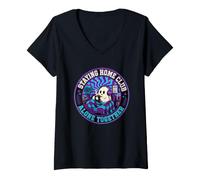 Femme Staying Home Club Cute Ghost Alone Together Introverti T-Shirt avec Col en V