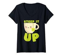 Femme Steep It Up Funny Tea Lover T-Shirt avec Col en V