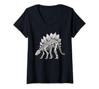 Femme Stegosaurus Squelette Fossile Dinosaure Paléontologue Dinosaure T-Shirt avec Col en V