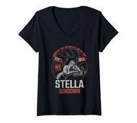 Femme Stella Sundown penché dans l'espace bar Queen of Frontier T-Shirt avec Col en V