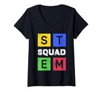 Femme STEM Squad : Retour à l'école : Sciences, Technologies, ingénierie et mathématiques T-Shirt avec Col en V