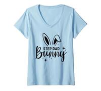 Femme Step Dad Bunny Lapins Happy Easter Fun Rabbit Bunnies Man T-Shirt avec Col en V