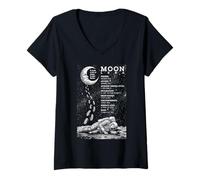 Femme Steps to The Moon Science Fatigué Astronaute Space T-Shirt avec Col en V
