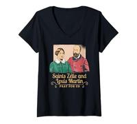 Femme Stes Zelie et Louis Martin Parents de Sainte Thérèse de Lisieux T-Shirt avec Col en V