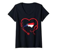 Femme Stéthoscope d'infirmière Caroline du Nord avec Drapeau NC T-Shirt avec Col en V