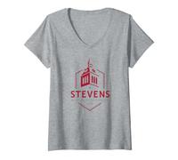 Femme Stevens Institute of Technology Logo T-Shirt avec Col en V