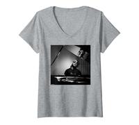 Femme Stevie Wonder at The Piano par Michael Grecco T-Shirt avec Col en V
