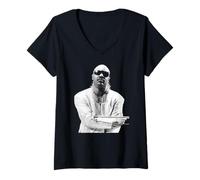 Femme Stevie Wonder en Concert au NEC Free 1989 T-Shirt avec Col en V