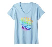 Femme Still We Rise Motivational Inspirational Quote T-Shirt avec Col en V
