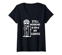 Femme Still Working on My Carves Snowboard Sports d'hiver T-Shirt avec Col en V