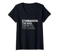 Femme Stonemason The Man Myth Legend Cadeau T-Shirt avec Col en V