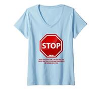 Femme Stop - No Man Comes to The Father John 14:6 Warning Sign T-Shirt avec Col en V