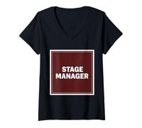 Femme Store Manager Badge carré Classique T-Shirt avec Col en V