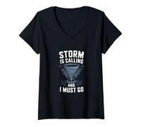 Femme Storm is Calling and I Must go Storm Funny Tornado Lover T-Shirt avec Col en V