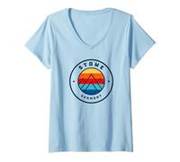Femme Stowe Vermont Ski Snowboard Ski Voyage en Famille T-Shirt avec Col en V