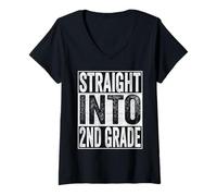 Femme Straight Into 2nd Grade Shirt Back to School Second Grade T-Shirt avec Col en V