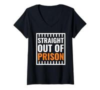 Femme Straight Out of Prison - Costume Parodie Jeu de rôle T-Shirt avec Col en V