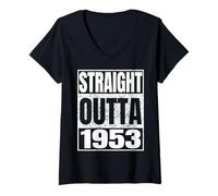Femme Straight Outta 1953 Classic Year Birth of Birthday Vintage T-Shirt avec Col en V