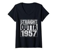 Femme Straight Outta 1957 Classic Years Vintage Birth of Birthday T-Shirt avec Col en V