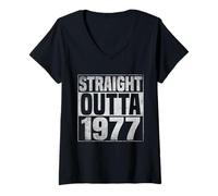 Femme Straight Outta 1977 Classic Years Vintage Birth of Birthday T-Shirt avec Col en V