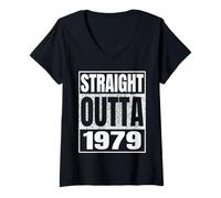 Femme Straight Outta 1979 Vintage 1979 Classic Birth of Birthday T-Shirt avec Col en V