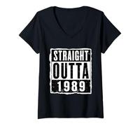 Femme Straight Outta 1989 Anniversaire Unisexe T-Shirt avec Col en V