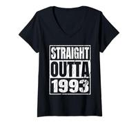 Femme Straight Outta 1993 Classic Years Birth of Birthday Vintage T-Shirt avec Col en V