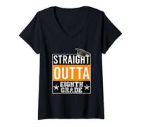Femme Straight Outta 8th Grade Graduation T-Shirt avec Col en V