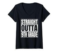 Femme Straight Outta 9th Grade Shirt Great Graduation Ninth Grade T-Shirt avec Col en V