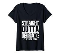 Femme Straight Outta Cheer Practice Graduation Class 2026 School T-Shirt avec Col en V