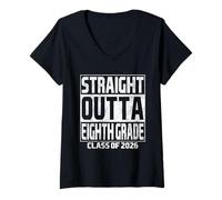 Femme Straight Outta Eighth Grade Graduation Class 2026 8th Grade T-Shirt avec Col en V
