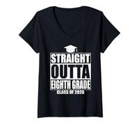 Femme Straight Outta Eighth Grade Graduation Class 2026 8th Grade T-Shirt avec Col en V
