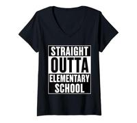 Femme Straight Outta Elementary School Graduate Student T-Shirt avec Col en V