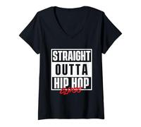 Femme Straight Outta Hip Hop Class - 80s 90s Old School Hip Hop Class T-Shirt avec Col en V
